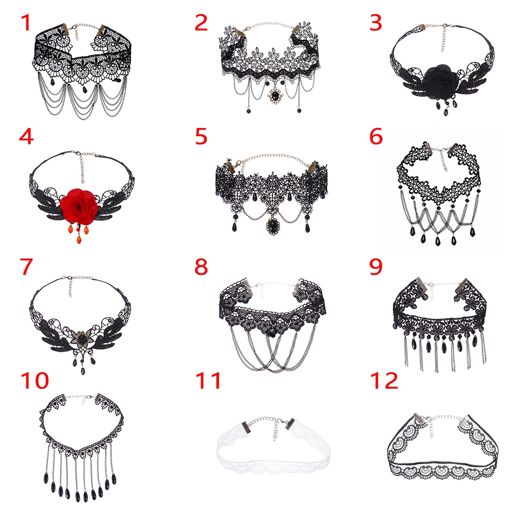 Vòng cổ choker đính đá gợi cảm phong cách Gothic