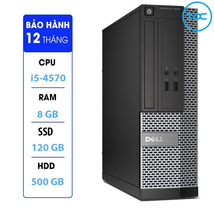 Case máy tính đồng bộ DELL Optiplex 3020 Intel Core i5-4570, ram 8GB, Ổ cứng SSD 120GB, HDD 500GB.Tặng USB Thu Wifi
