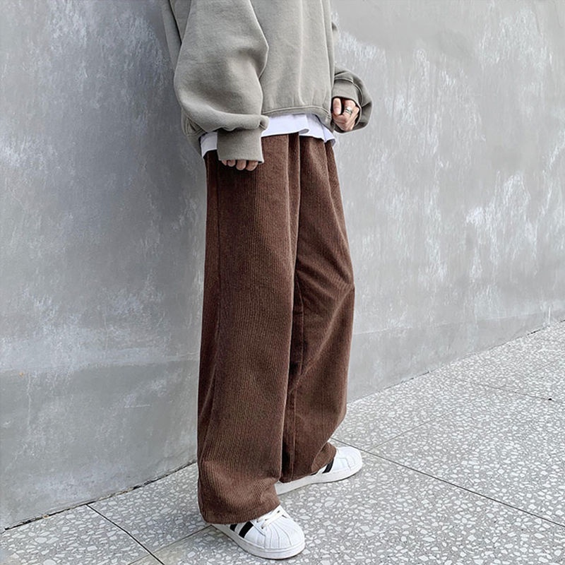 Corduroy Wide Leg Straight Vintage Loose Pants Plus Size trousers
