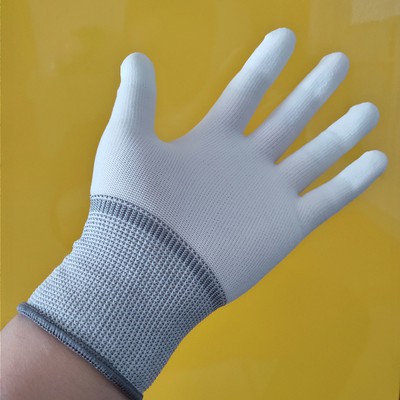 Nylon PU sơn găng tay bảo vệ lao động chống mài mòn thoáng khí chống trượt mỏng nhỏ chống tĩnh nhà máy điện tử không bụi