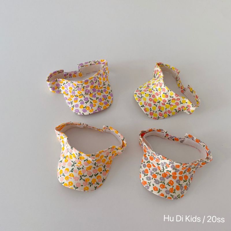 Mũ lưỡi chai vải nửa đầu họa tiết hoa nhí cho bé