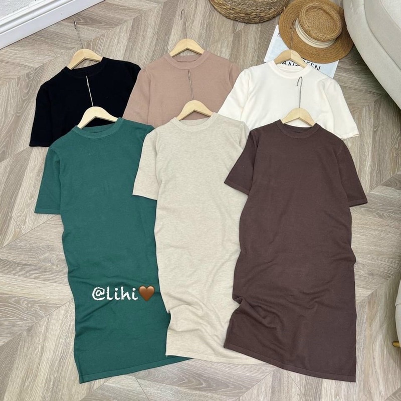 Váy suông len trơn dáng rộng dài siêu mịn, Đầm len form to VL1819 - NhiNhi Shop