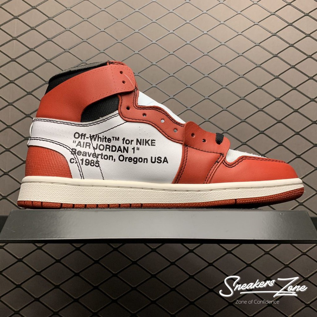 𝐓Ế𝐓 (FREESHIP+HỘP+QUÀ) Giày thể thao AIR JORDAN 1 OFF WHITE Retro High Chicago đỏ trắng ^ g