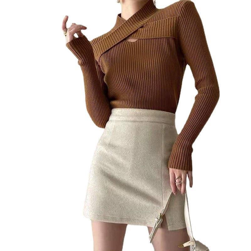 IELGY   Áo sweater Dệt Kim Phong Cách Phương Tây Cho Nữ