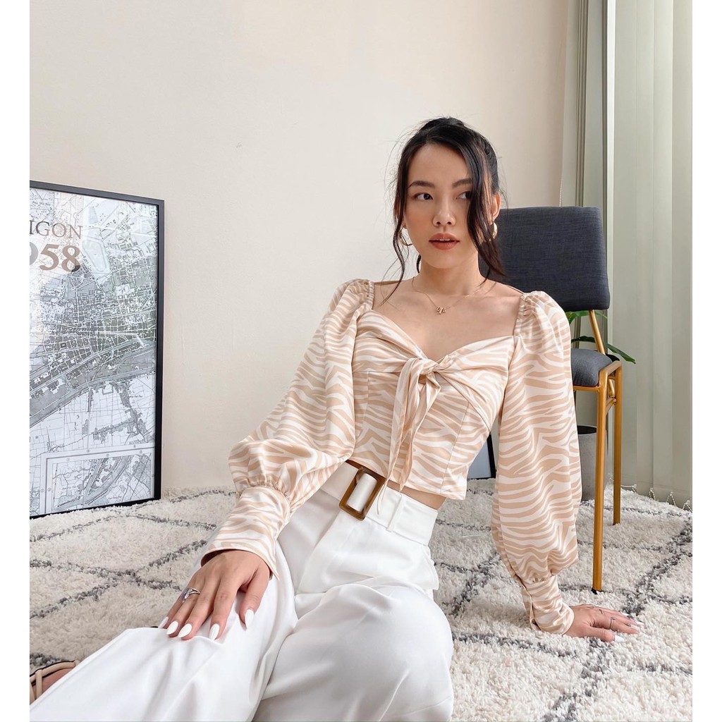 Áo vằn buộc nơ ngực EDINI - A1133