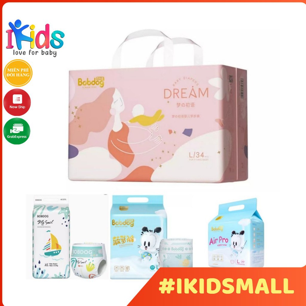 [Mã 11FMCGSALE1 giảm 40K đơn 250K] Tã dán/Bỉm Bobdog siêu mềm đủ size S26/M24/L22/XL20/XXL18