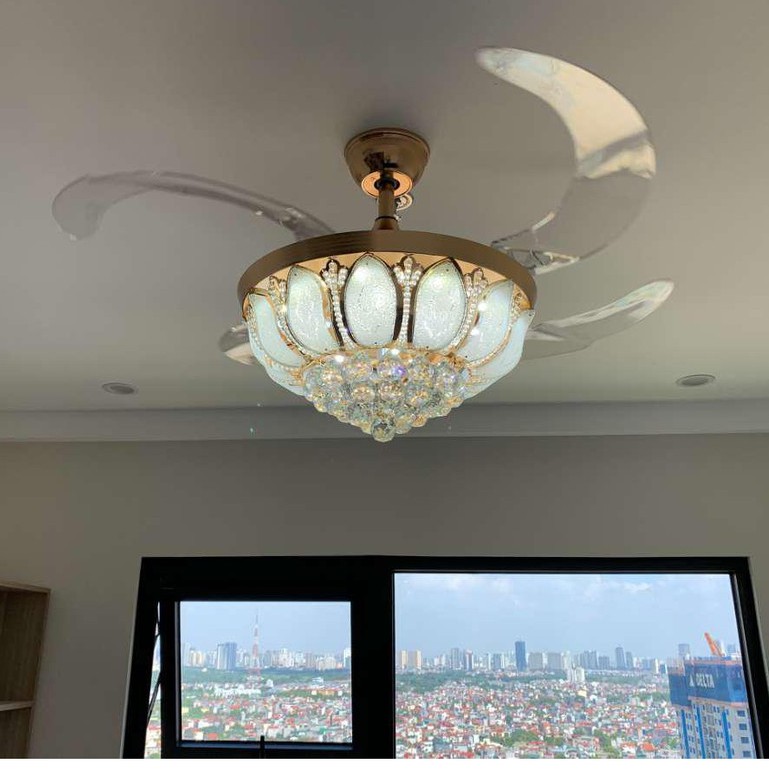 Đèn quạt MONSKY HUKO cánh cụp xòe trang trí hiện đại