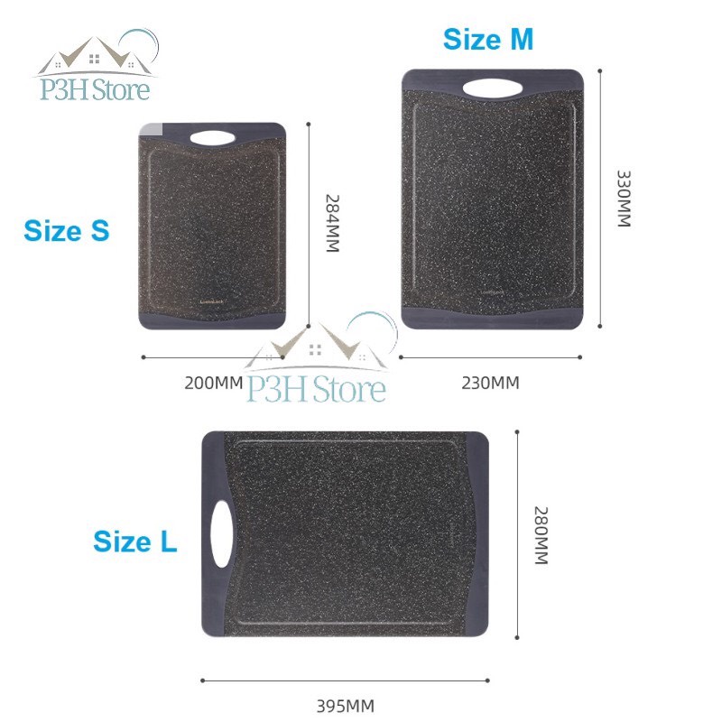 Thớt Kháng Khuẩn Lock&Lock Black Marble CKD006 CKD007 CKD008 Màu Đen 3 Size S M L
