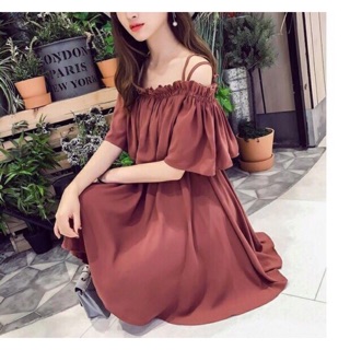 Đầm trễ vai dây chéo lưng
