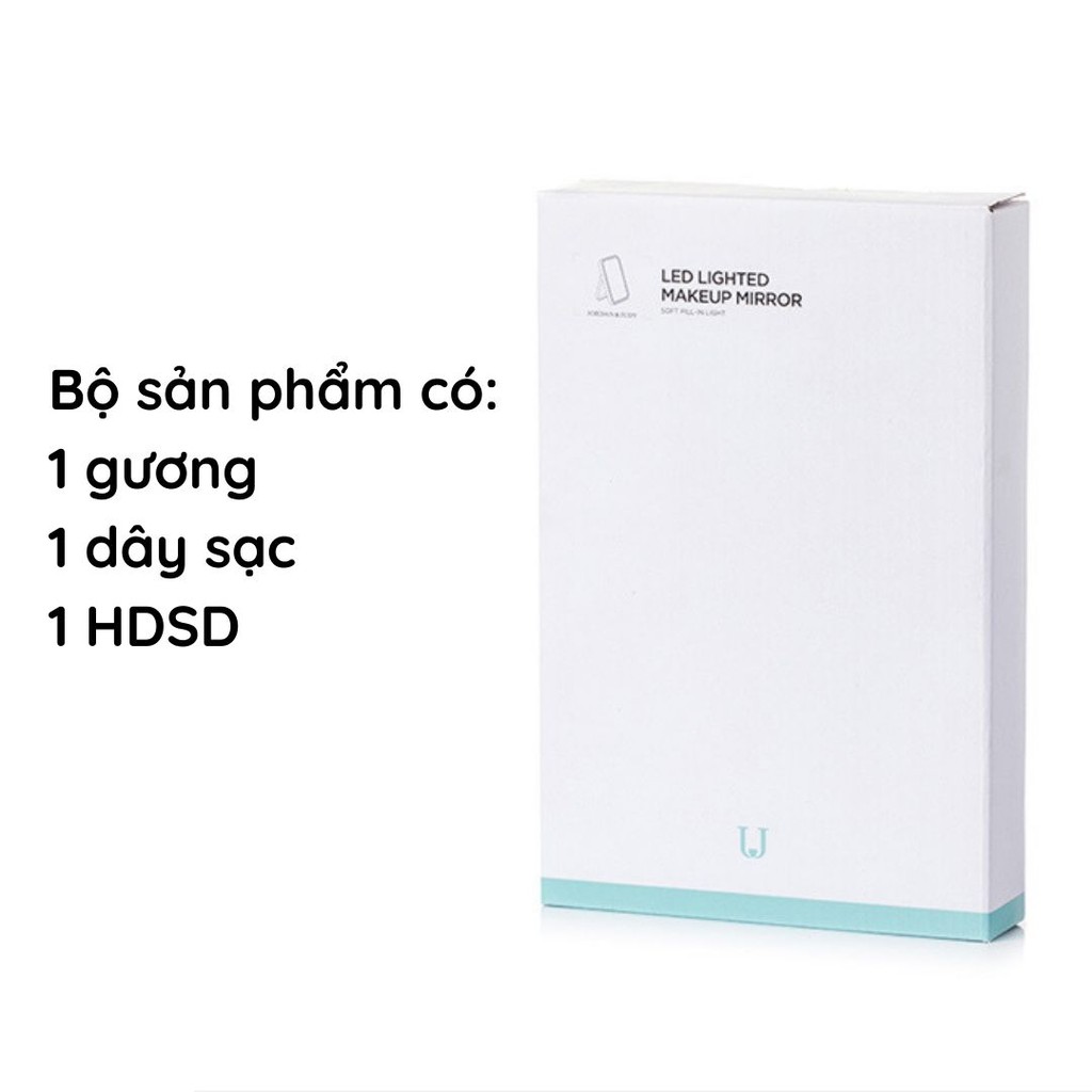 [BẢN NÂNG CẤP PIN 2400MAH] Gương trang điểm Jordan Judy Xiaomi có đèn LED và gương phóng to phóng đại