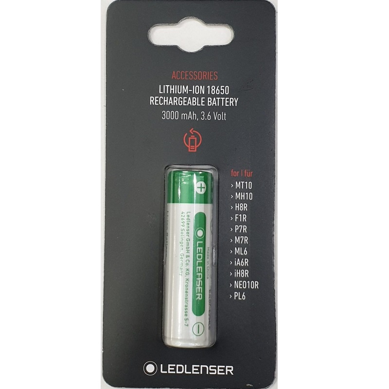 Phụ Kiện Pin Sạc Lithium - ion LEDLENSER 18650 3.63V 3000mAh, Cho MT10, MH10, H8R, M7R - Hàng Chính Hãng