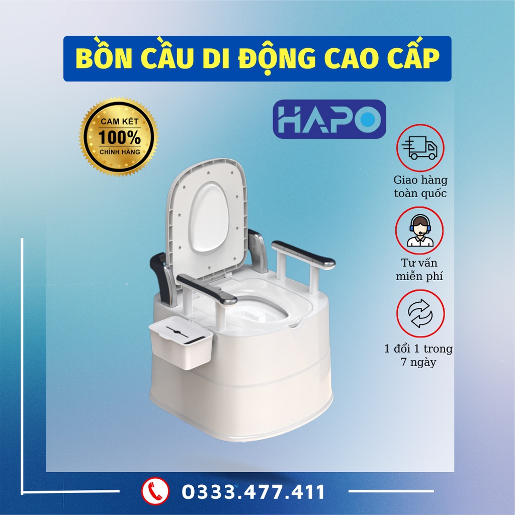 Bồn Cầu Di Động Cao Cấp, Bô Vệ Sinh Trong Nhà Tiện Lợi Cho Người Già, Bà Bầu, Người Bệnh Có Tay Vịn, Tựa Lưng Chắc Chắn