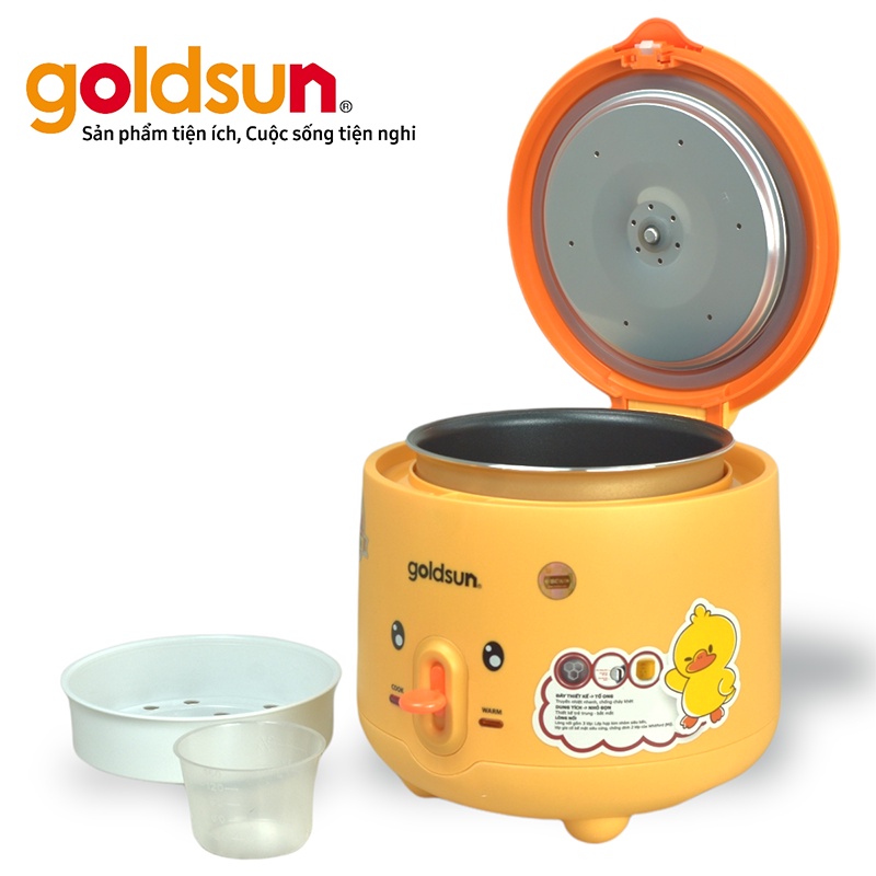 Nồi cơm điện Mini Goldsun Vịt vàng GRC5020  dung tích 1L | Nồi cơm nhỏ dành cho 1-3 người ăn, Bảo hành 12 tháng