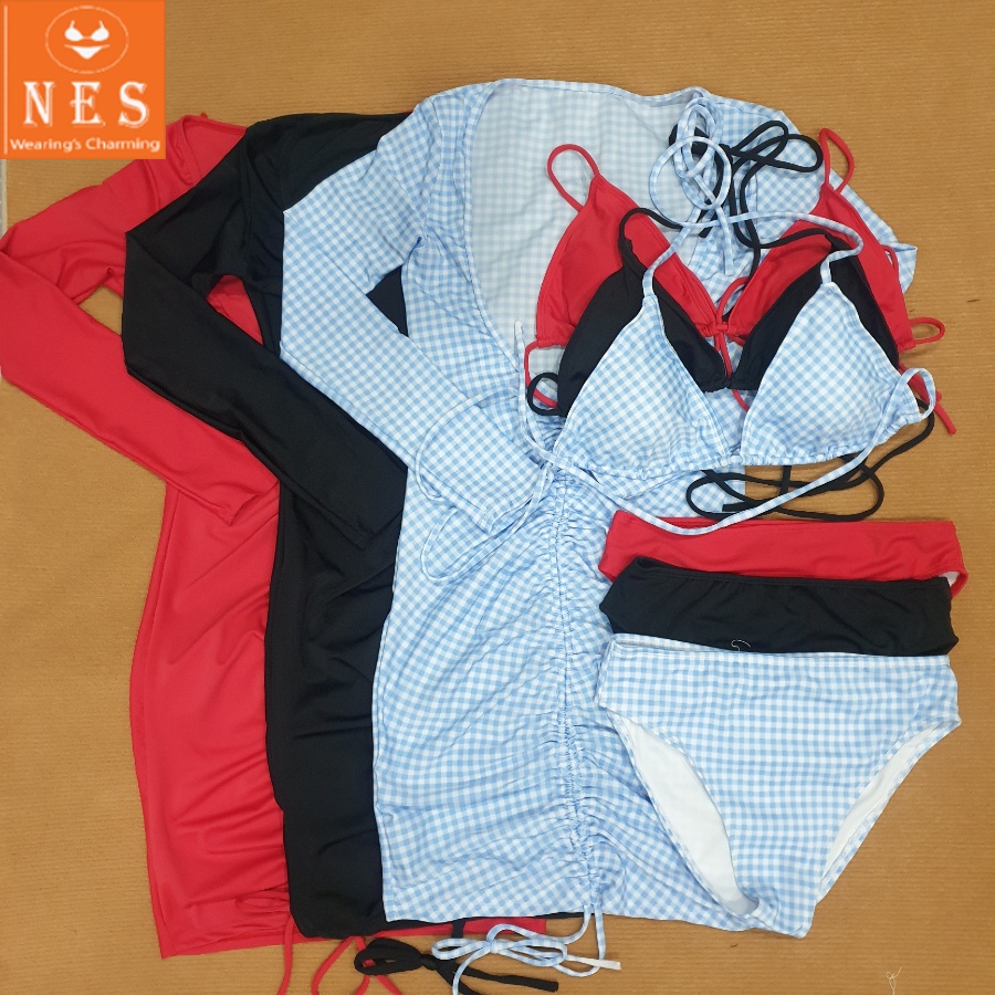 Bikini Đồ Bơi Nữ NES [Siêu sang] Set 3 Món [3 Màu] Quyến Rũ Tôn Dáng Freesize (40-55 Kg) Thun Lạnh