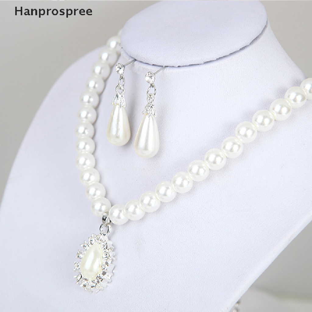 Bộ Vòng cổ + Bông Tai Đính Pha Lê &amp; Ngọc Trai Thanh Lịch