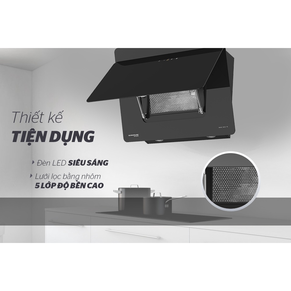 Máy hút mùi kính vát Sunhouse MAMA MMB6818-70 bảo hành tại nhà trên toàn quốc