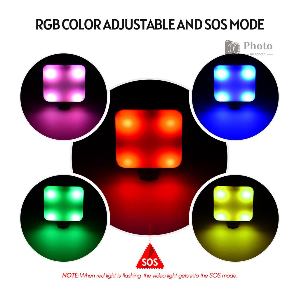 NICEP Andoer KM-72B Mini LED Video Light RGB Color Multifunctional LED On-Camera Fill-in Light with Cold Shoe and Type-C