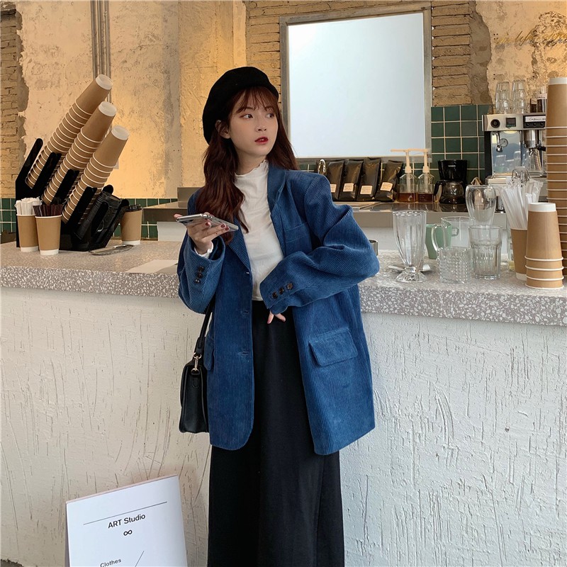 (3 Mẫu)Ảnh thật 3 hình cuối-Áo blazer nhung mùa thu thời trang Ulzzang | BigBuy360 - bigbuy360.vn