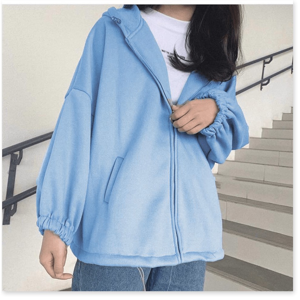 Áo hoodie,áo khoác hoodie nỉ nữ chất thun nỉ mềm mịn from rộng ( có khóa kéo)