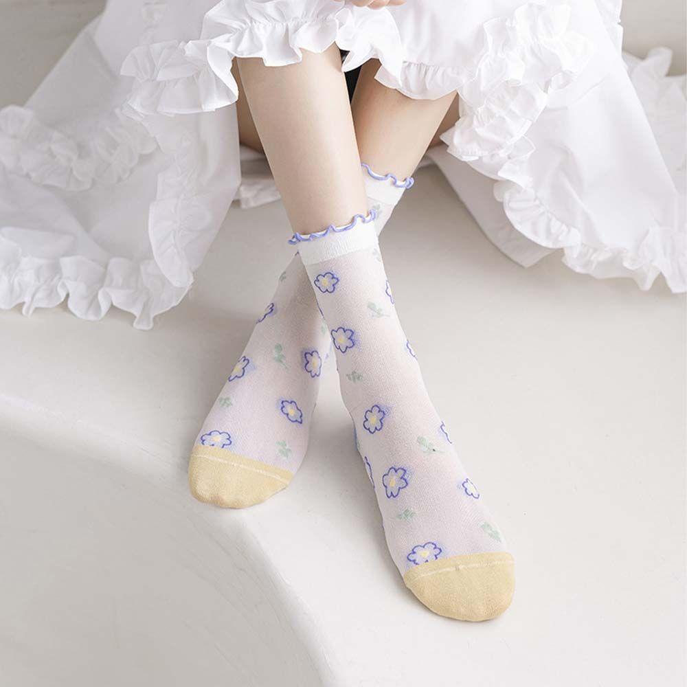 AROMA Kính Vớ Lụa Siêu Mỏng Xuyên Thấu Họa Tiết Trái Cây Dễ Thương Phong Cách Harajuku