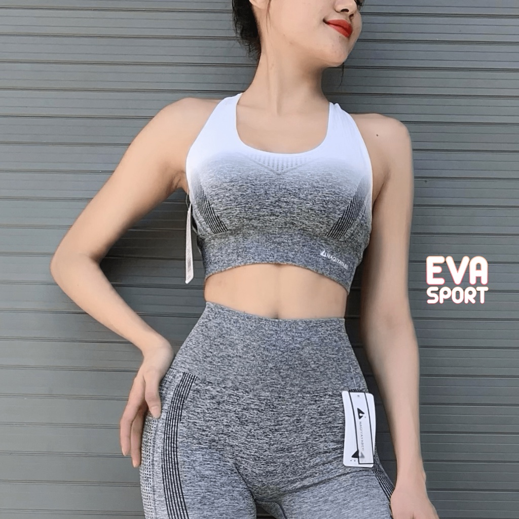 Bra Tập Gym Nữ, Áo Bra Tập Gym Yoga Aerobic Dệt Loang NAQIYABEI Tôn Dáng Evasport