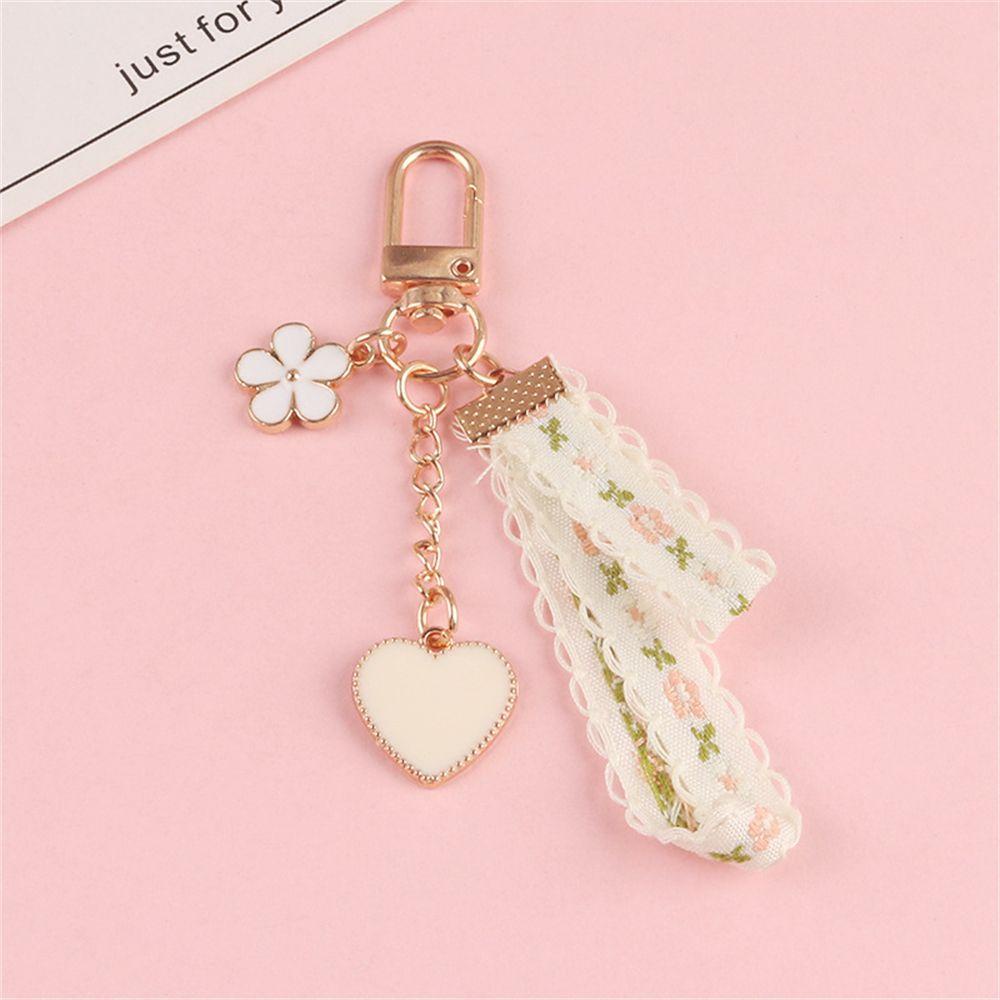 Móc Khóa Trang Trí Túi Xách / Balo / Tai Nghe Hình Hoa Cúc Phối Ren Xinh Xắn