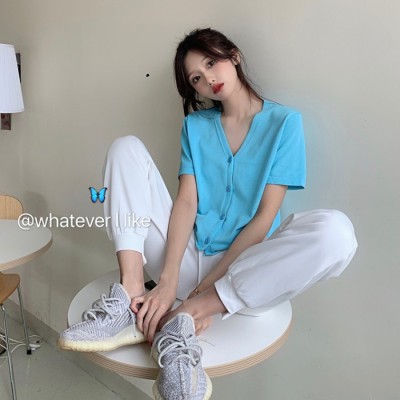 Áo Cardigan Ngắn Tay Cổ Chữ V Cho Nữ