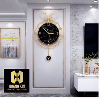 Đồng hồ treo tường đồng hồ trang trí Decor hình đầu hươu phong cách thanh lịch trang nhã size 38x60cm