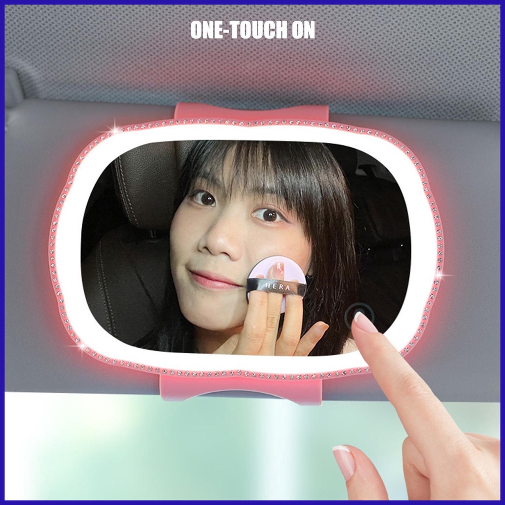 Gương Trang Điểm Có Thể Điều Chỉnh Độ Sáng Và Chạm Màn Hình Cảm Ứng Có Kẹp Gắn Phía Sau Xe Hơi