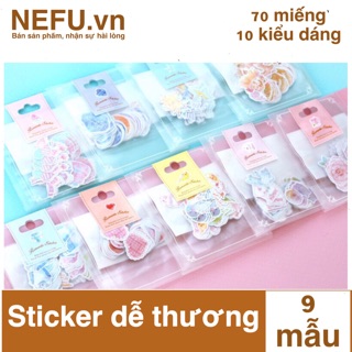 [NEFU] Combo 70-350 hình dán sticker màu nước vẽ trang trí dạng gói sổ tay sổ nhật ký sổ planner