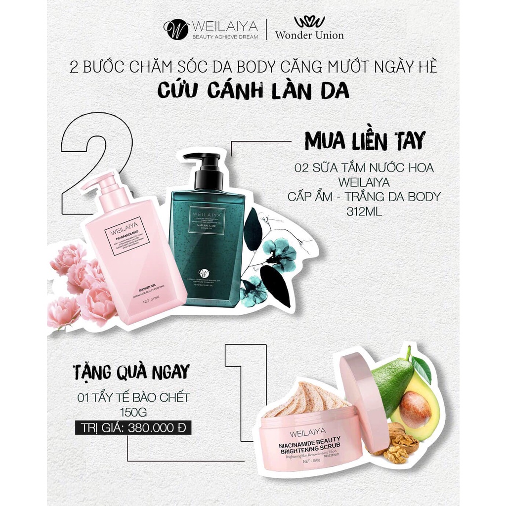 Sữa Tắm , Sữa Tắm Dưỡng Ẩm Trắng Da Weilaiya Trứng Cá Tầm Cavear 312ml - 60ml [ Chính - Hãng ] | BigBuy360 - bigbuy360.vn