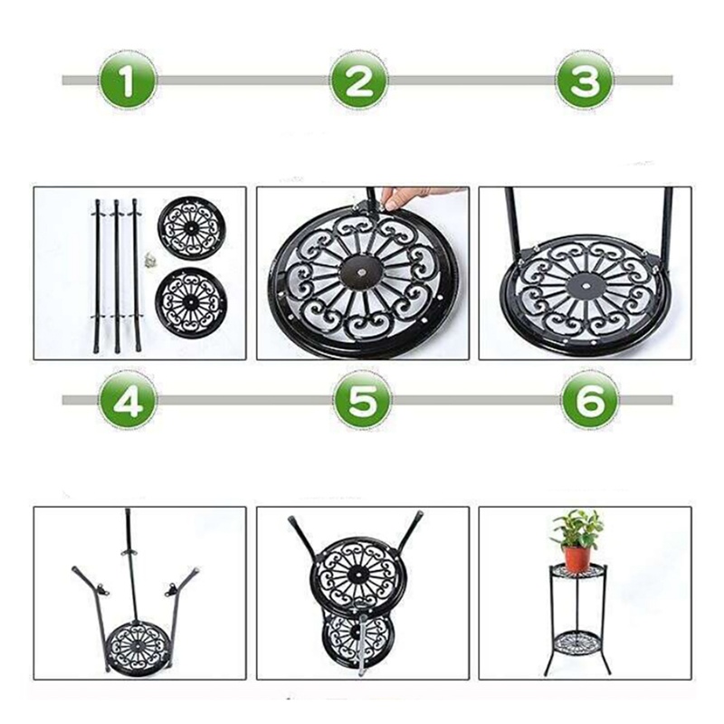 Giá Đỡ Chậu Cây Hai Tầng Bằng Kim Loại Thanh Lịch Hiện Đại Dành Cho Trang Trí Trong Nhà / Ngoài Trời