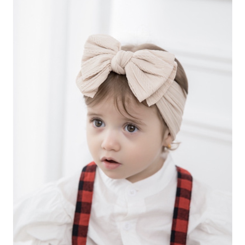 Băng Đô Nơ Bằng Vải Cho Bé Phong Cách Châu Âu