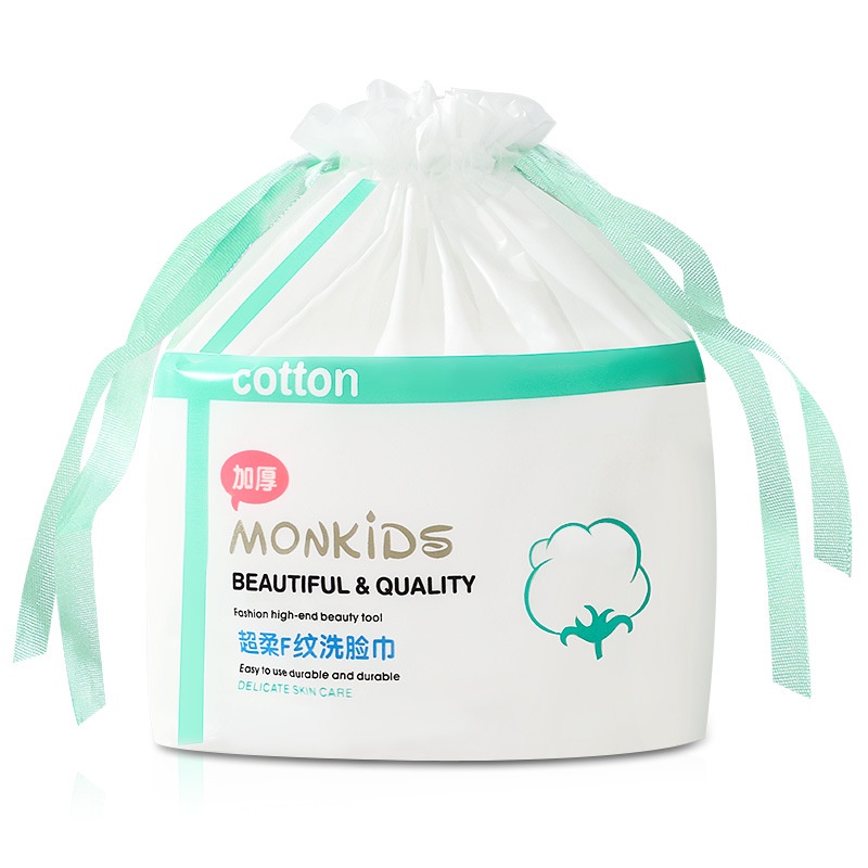 Khăn mặt dùng 1 lần MONKIDS khăn mặt giấy lau mặt mềm khô cotton cuộn to có túi bọc ngoài thay thế bông tẩy trang