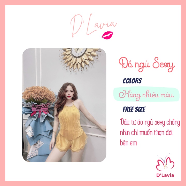 Đồ ngủ yếm nữ sexy cao cấp hai dây gợi cảm quyến rũ satin mềm mịn thoáng mát AN54 - D'Lavia