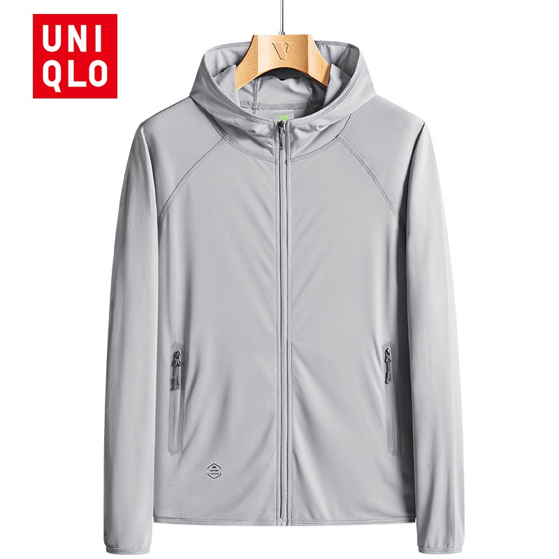 UNIQLO Áo Khoác Dù Chống Nắng Tia UV Có Mũ Trùm Đầu Thoáng Khí Khô Nhanh Cho Nam
