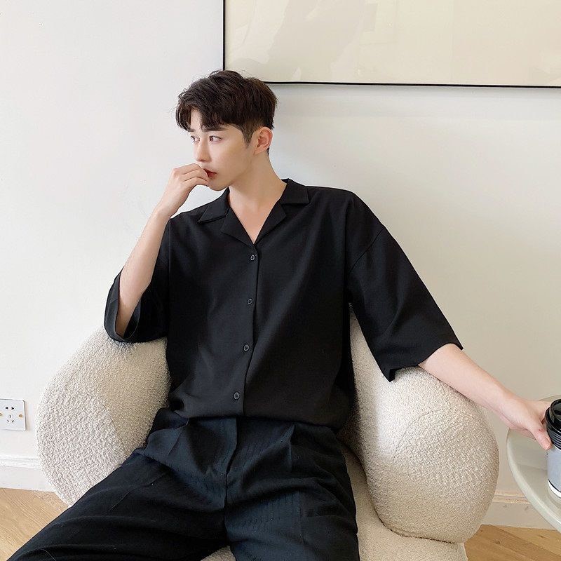 Áo sơ mi Lụa Cổ Vest nam nữ unisex basic 2 màu đen trắng cực đẹp, áo sơmi văn phòng dễ phối đồ