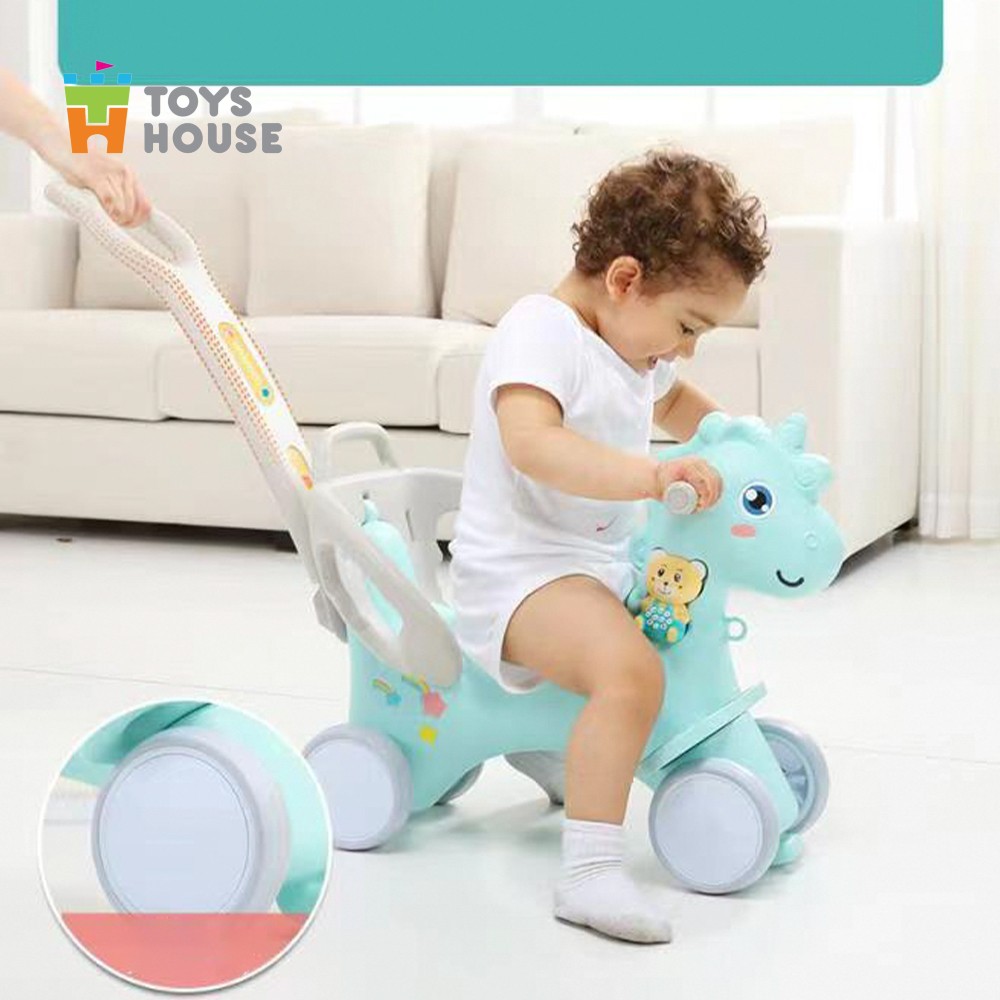 Ngựa bập bênh kiêm xe đẩy bé đi chơi - chòi chân hình ngựa - 3 trong 1 Toyshouse có nhạc 2021 tiêu chuẩn châu Âu