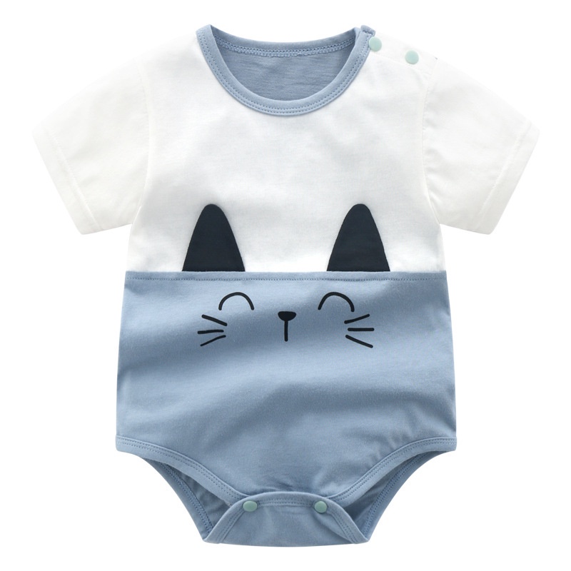 Áo Liền Quần Tam Giác Tay Ngắn Chất Liệu Cotton In Họa Tiết Hoạt Hình Cho Bé Gái 0-18 Tháng Tuổi