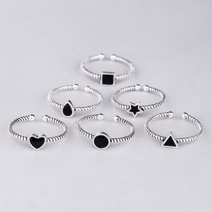 Nhẫn bạc hình học nhẫn nam nữ phong cách Hàn Quốc thiết kế sáng tạo đẹp thời trang quà tặng thời trang