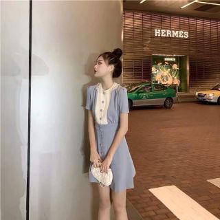 Váy xinh cổ trắng kiểu Hàn