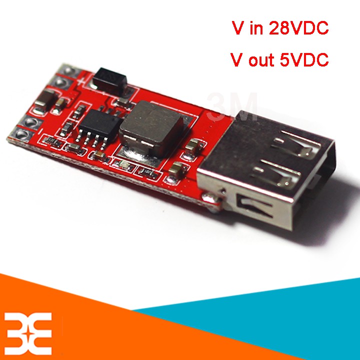 [Tp.HCM] Module Hạ Áp Buck DC-DC 3A In 4.5-28VDC Out 5VDC 92% Một Đầu Ra USB