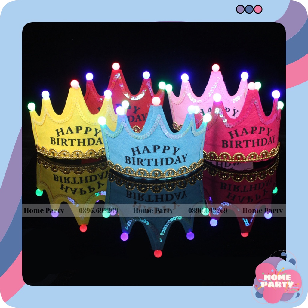 Vương Miện Sinh Nhật Có Đèn Led Trang Trí Sinh Nhật - Party - Sự Kiện - Happy Birthday - Đầy Tháng - Thôi Nôi