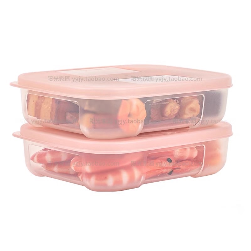 Set 4 Hộp Đông Tupperware Mix Size Nắp Màu Cam Đào Pastel - Chuyên Đựng Thực Phẩm Thịt Cá Đồ Ăn Dặm