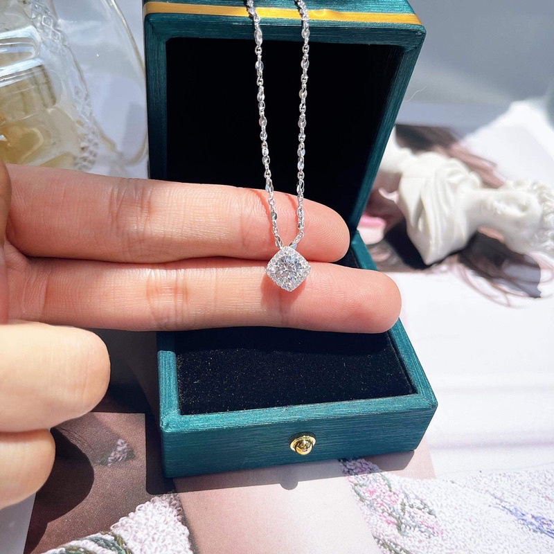 Dây chuyền bạc nữ hình thoi đính đá - Trang Sức MINA JEWELRY