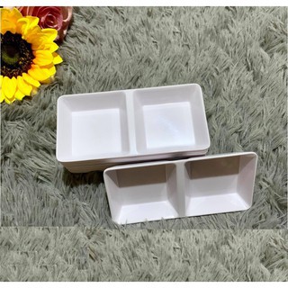 chén chấm 2 ngăn melamine phíp màu trắng dĩa tương, sốt  nhà hàng quán bar - Small bowl - F-C103