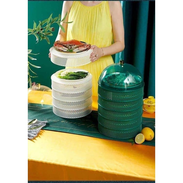 Lồng bàn đậy thức ăn xếp gọn 5 tầng tiện lợi