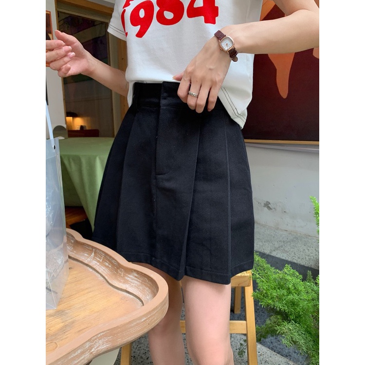 (Hàng có sẵn) Chân váy KAKI XẾP LY dáng Hàn Quốc dáng A trẻ trung, có lót quần.