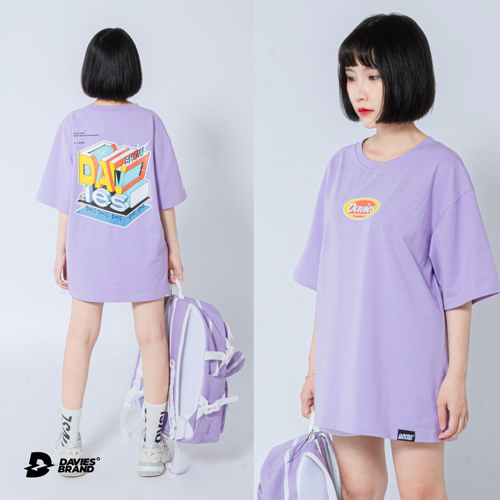 Áo thun tay lỡ nữ form rộng màu tím DAVIES - D Entertainment Tee - violet