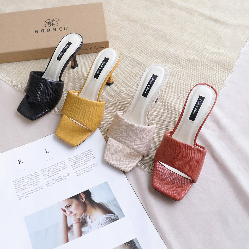 Guốc cao gót nữ đẹp thời trang dáng dép sandal gót nhọn 7 phân quai ngang mũi vuông bAimée &amp; bAmor – MS1653